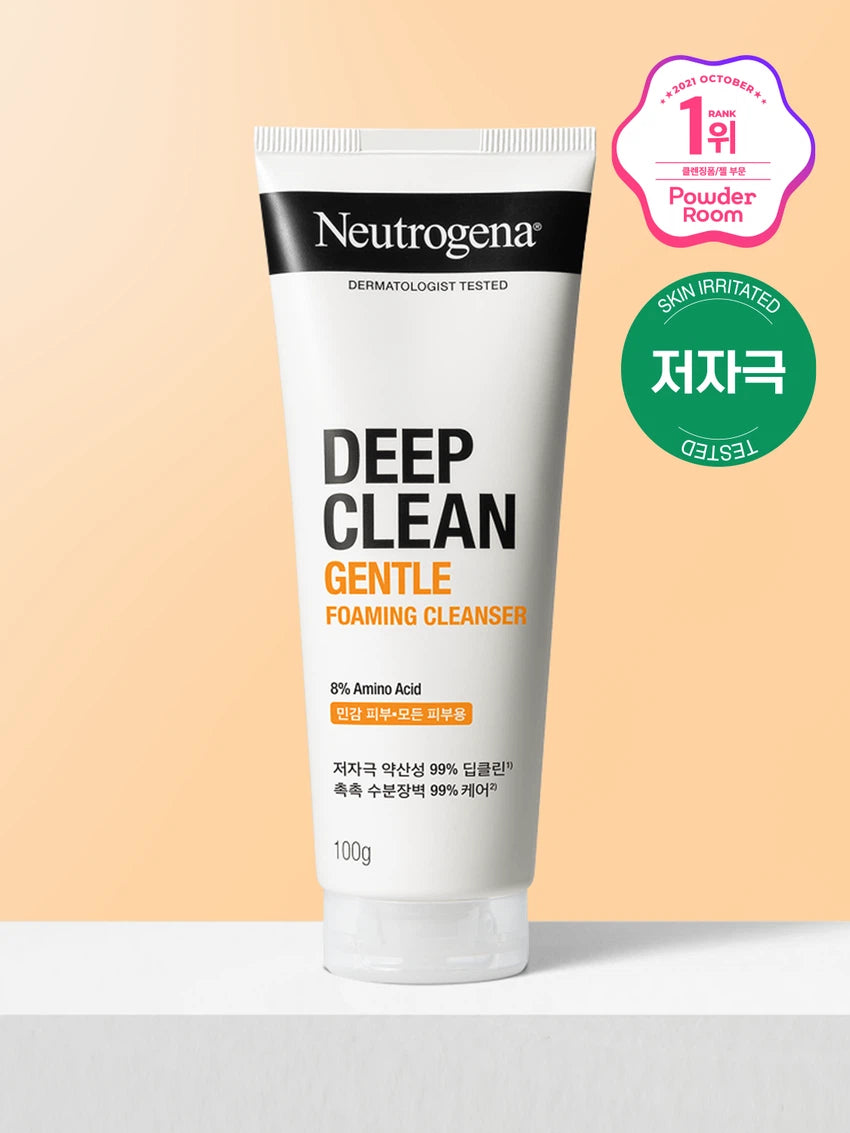 Neutrogena Deep Clean Gentle Foaming Cleanser 100g, Hypoallergenic deep cleanser for sensitive skin