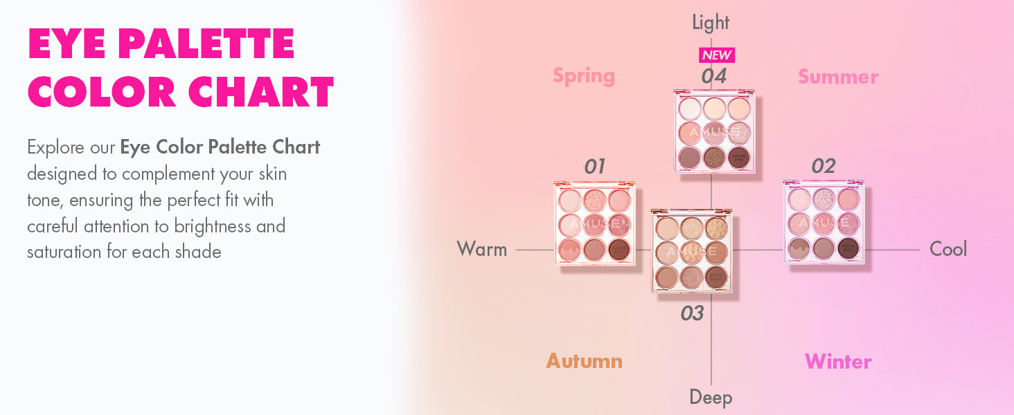 Amuse SEOUL Eye Color Palette #02 COOL ROSE,0.6g ×9,Korean Makeup