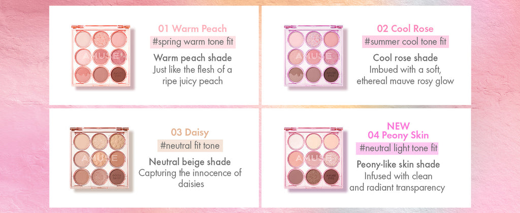 Amuse SEOUL Eye Color Palette #02 COOL ROSE,0.6g ×9,Korean Makeup