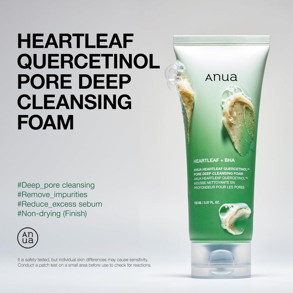 Anua Heartleaf Quercetinol Pore Deep Cleansing Foam 5.07 fl.oz.150ml / Korean Skincare