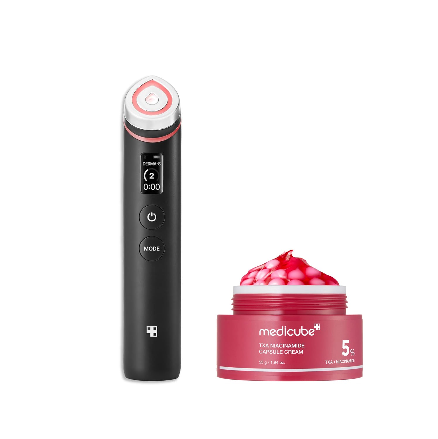 Medicube Booster Pro | 6-in-1 Real Glass Glow Beauty Massager  + Capsule Cream with TXA + Niacinamide 55g