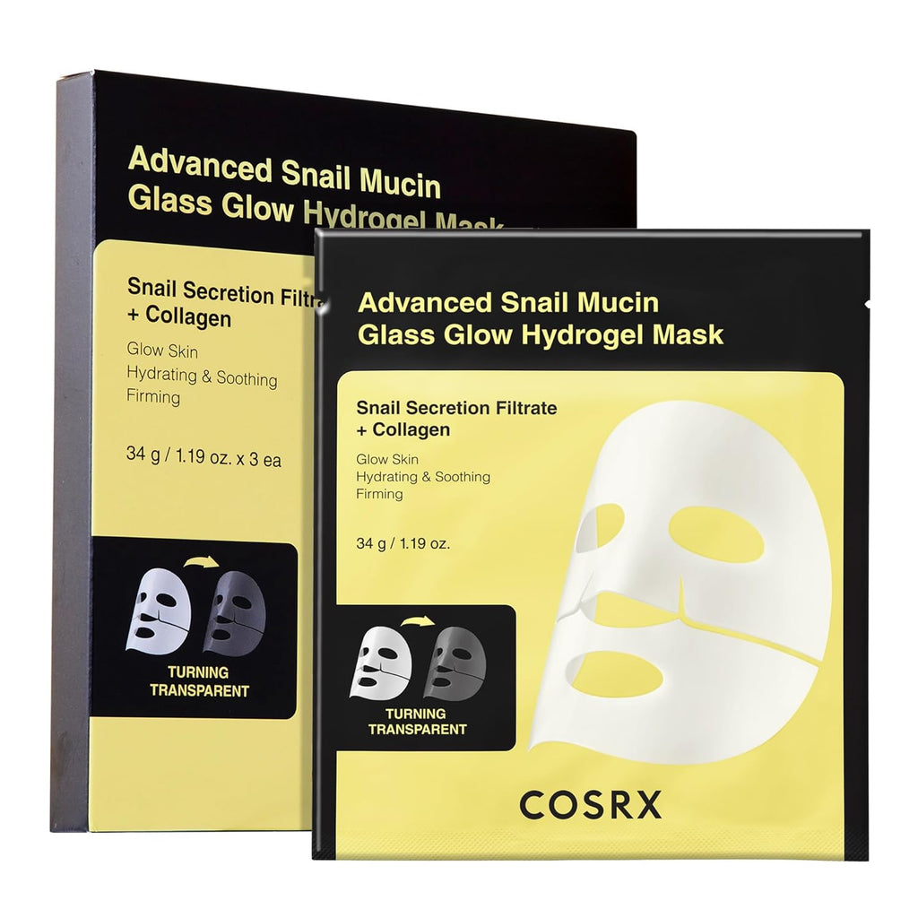 COSRX Advanced Snail Mucin Glass Glow Hydrogel Face Masks Skincare 3EA / Korean Skin Care