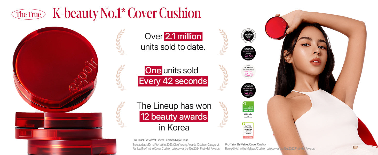 Espoir Pro Tailor Be Velvet Cover Cushion SPF42 PA++ 13g+13g, Korean Makeup