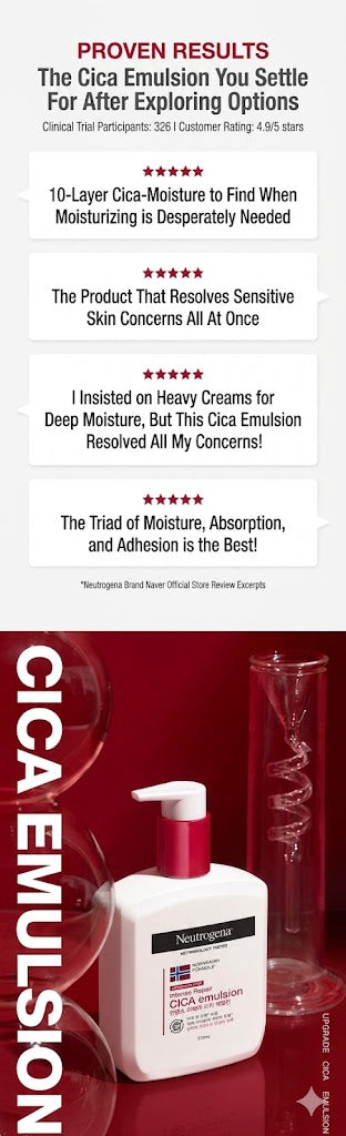 Neutrogena Organic Korean Intense Repair Cica Emulsion Fragrance Free 310ml | Korean Skin Care