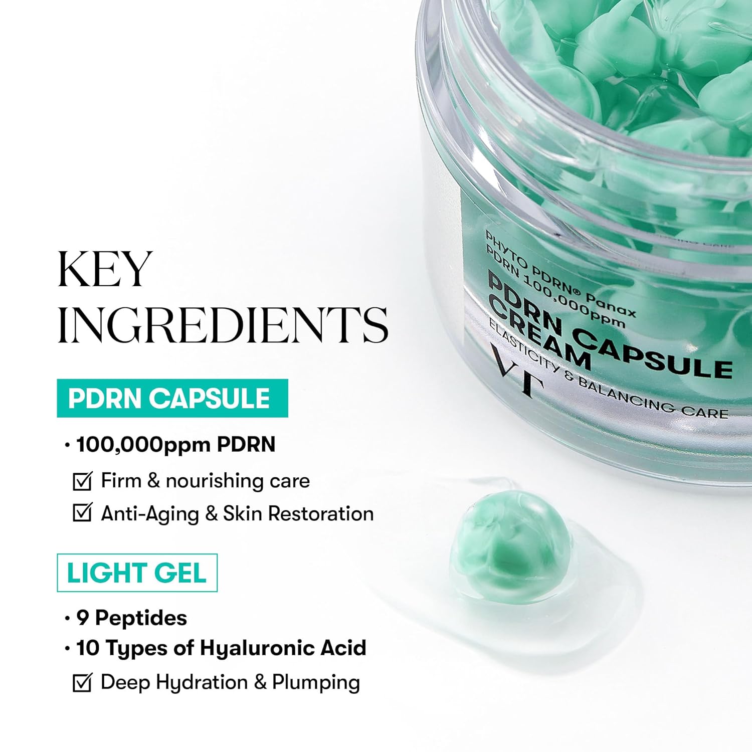 VT COSMETICS PDRN Capsule Cream 100 , Korean Skin Care (1.69 fl. oz./50ml)