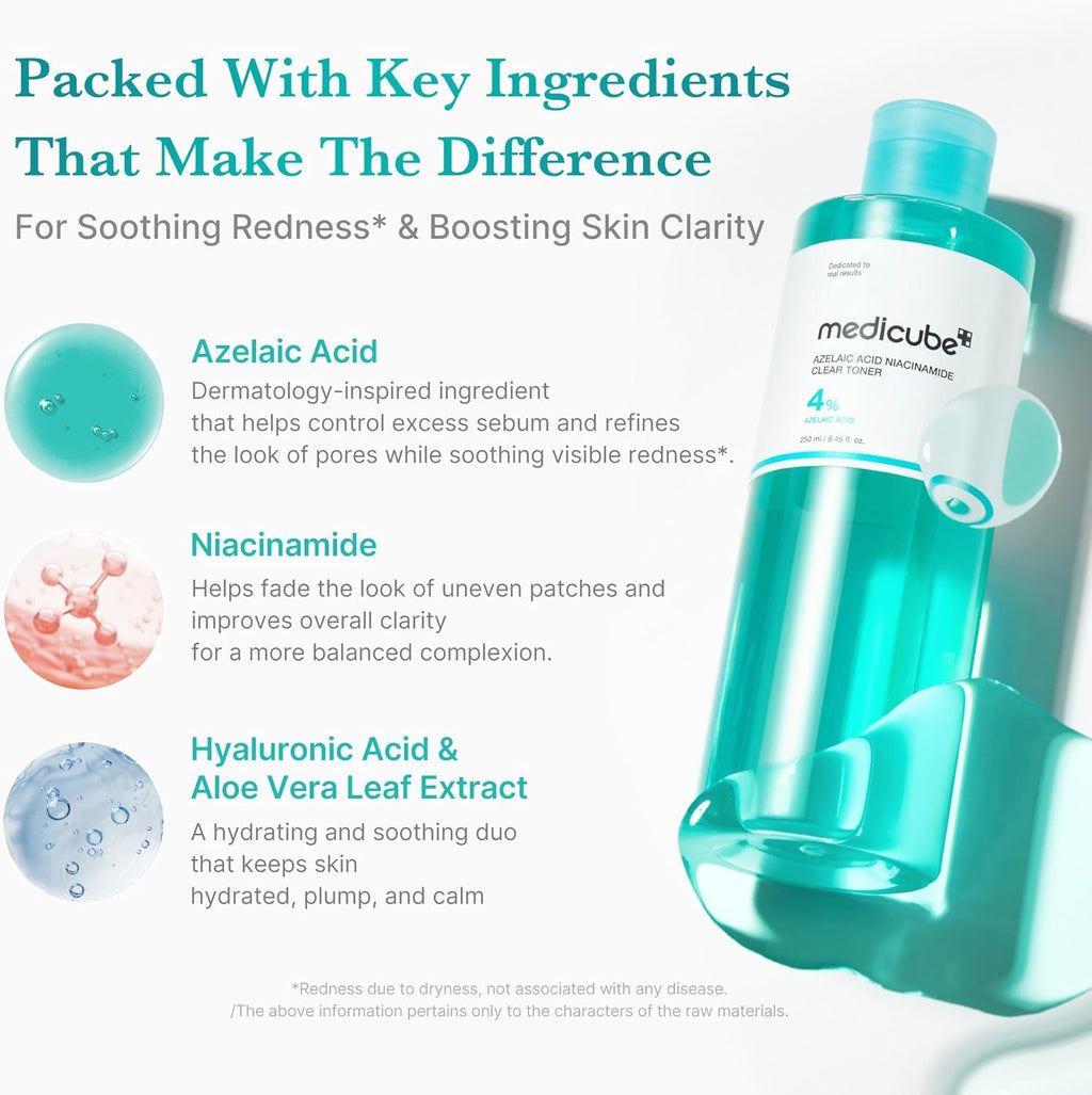 medicube Azelaic Acid Niacinamide Clear Toner 250ml, Korean Skin Care