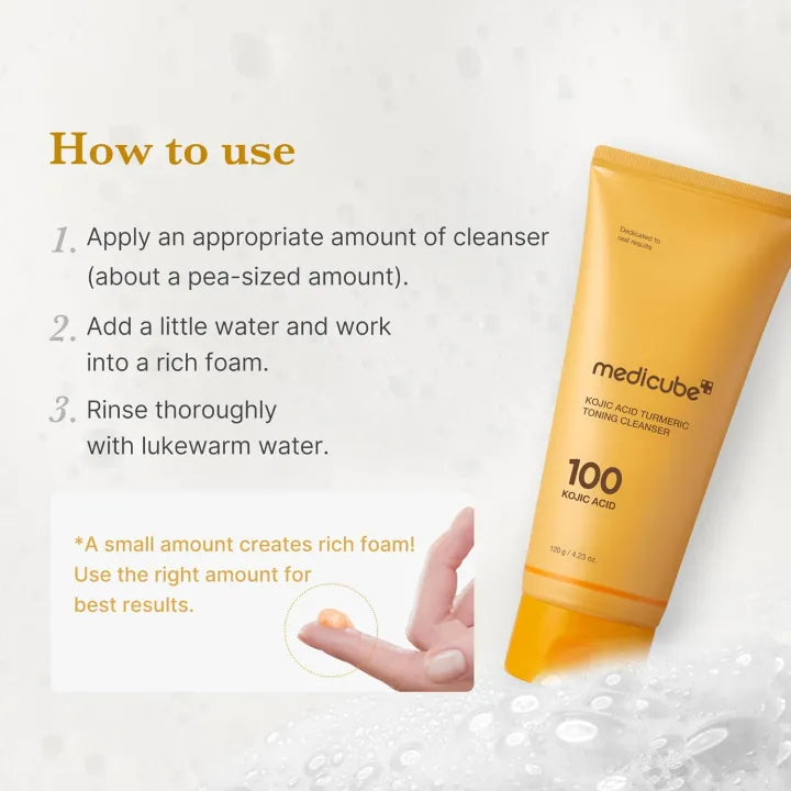 medicube Kojic Acid Turmeric Toning Cleanser 120g, Korean Skin Care