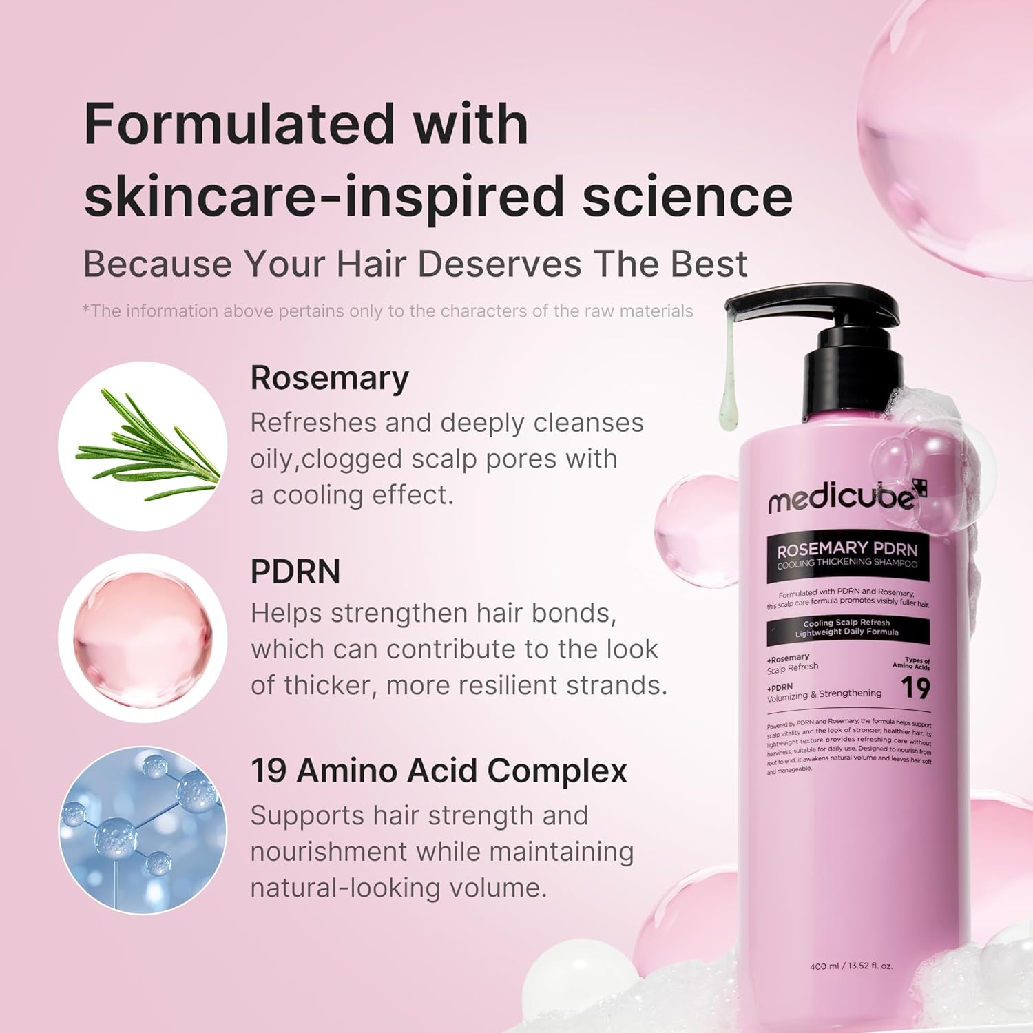 medicube Rosemary PDRN Cooling Thickening Shampoo 400ml | Korean Hair Care