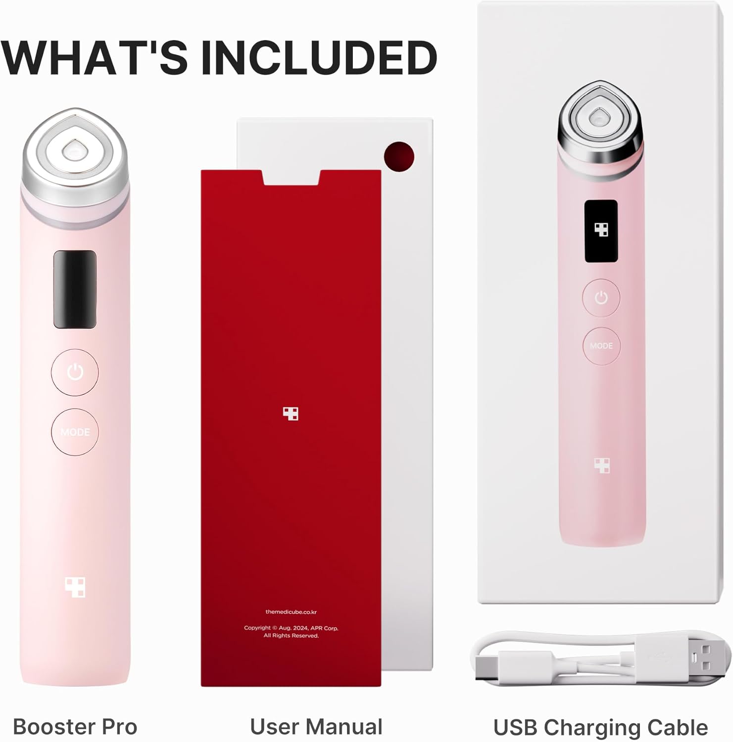 Medicube Booster Pro | 6-in-1 Real Glass Glow Beauty Massager  + Collagen Jelly Cream  | Korean Skin Care