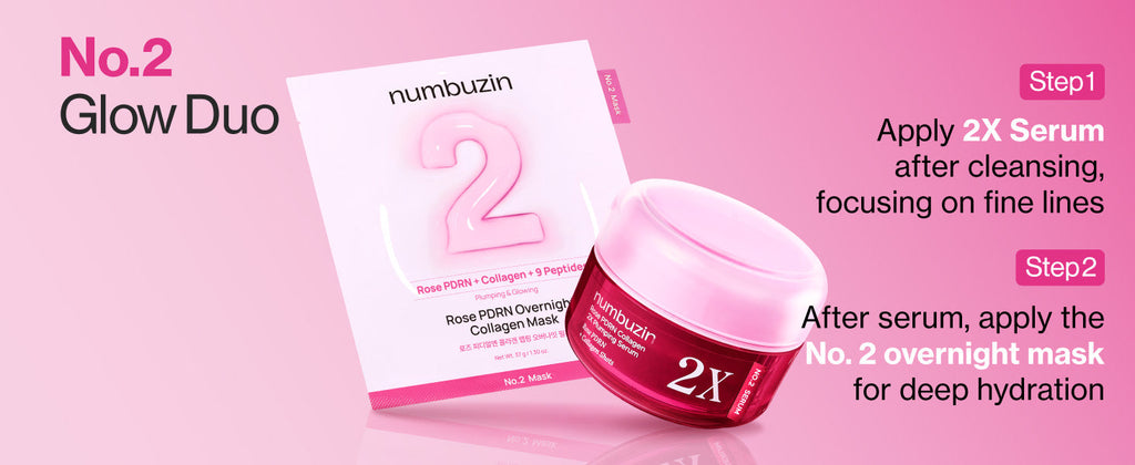 numbuzin No.2 Rose PDRN Overnight Collagen Mask 37g × 5 Sheets | Korean Glass Skin