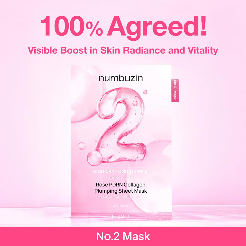 numbuzin No.2 Rose PDRN Collagen Plumping Mask 33ml 5sheets