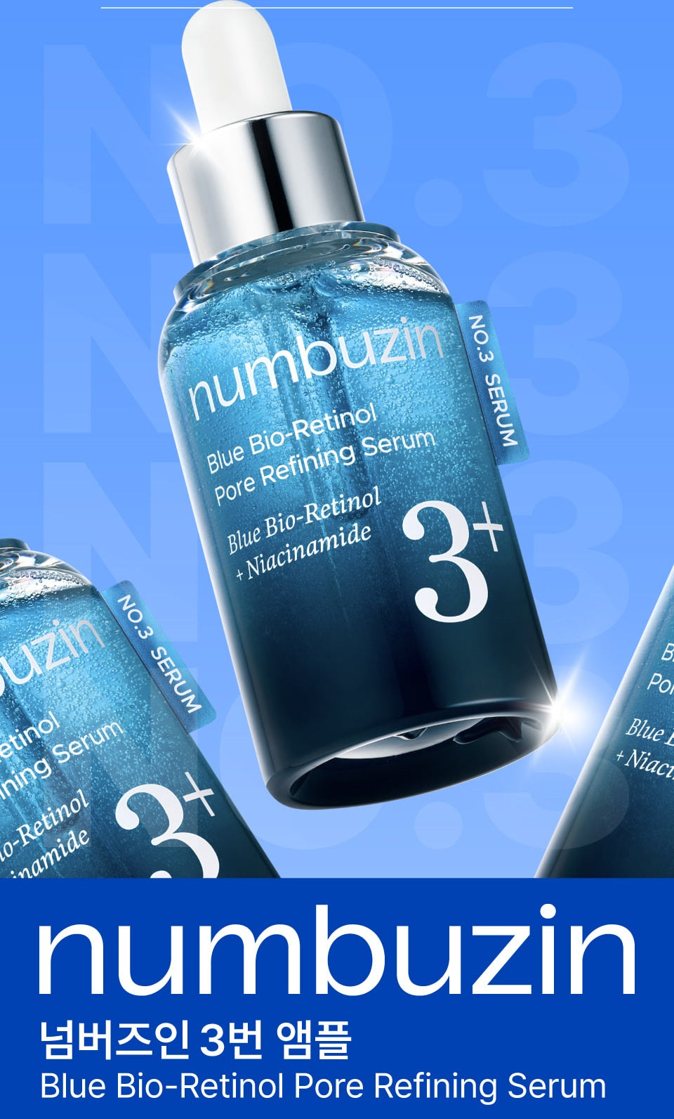 numbuzin No.3 retinol Serum | Blue Bio-Retinol Pore Refining Serum 1.01 fl.0z (30ml)