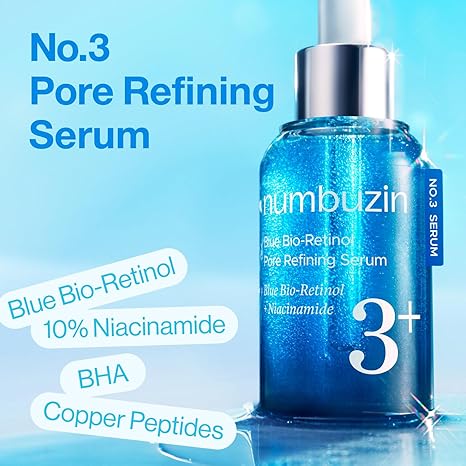 numbuzin No.3 retinol Serum | Blue Bio-Retinol Pore Refining Serum 1.01 fl.0z (30ml)