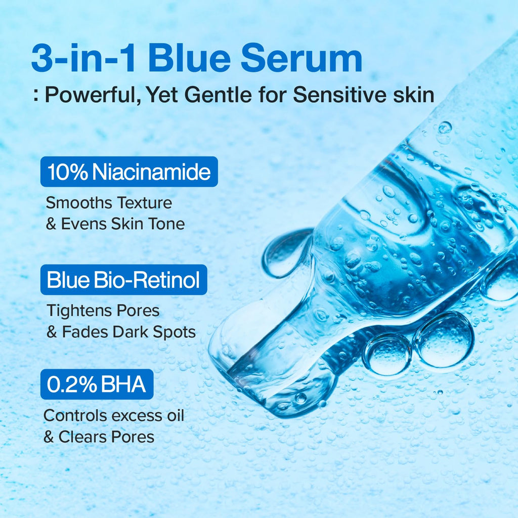 numbuzin No.3 retinol Serum | Blue Bio-Retinol Pore Refining Serum 1.01 fl.0z (30ml)