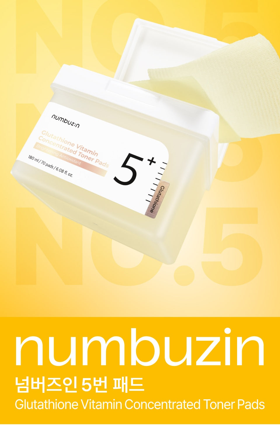 numbuzin No.5 Vitamin-Niacinamide Concentrated Pad 180 ml (70 Pads)