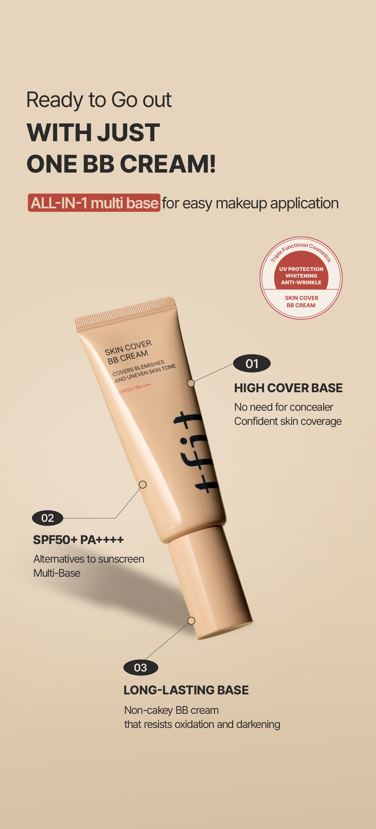 tfit Skin Cover BB Cream SPF50+PA++++ 30g | Korean Makeup
