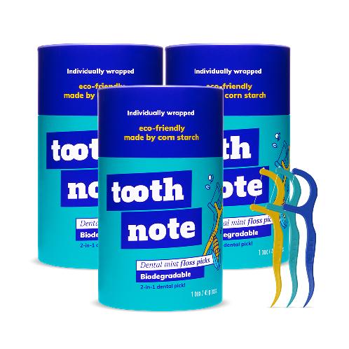 tooth note Dental Mint Floss Pick 45counts×3EA, Korea Oral Care