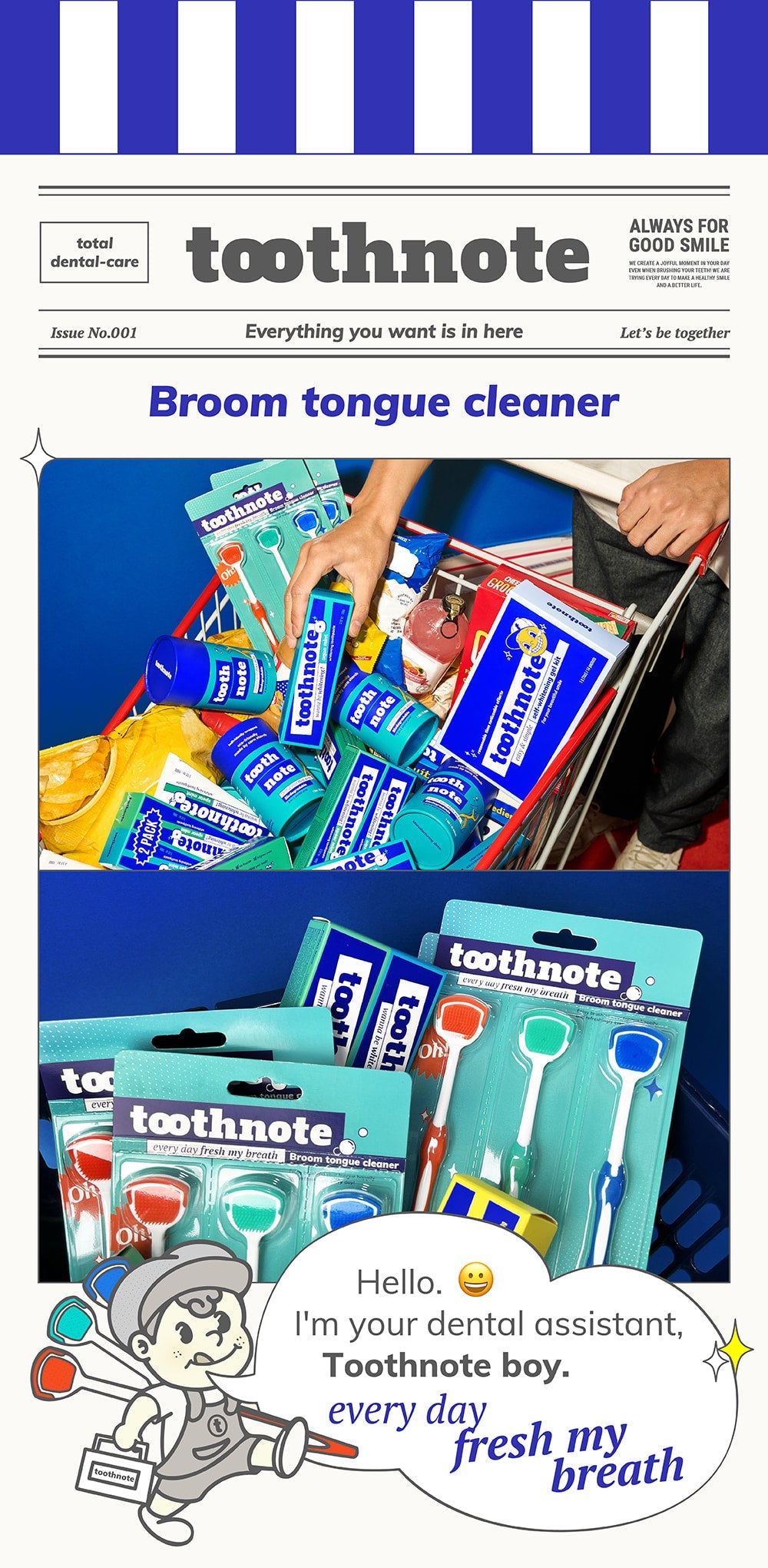 tooth note 3 Types of Tongue Cleaner 2 Package, Korea Oral Care