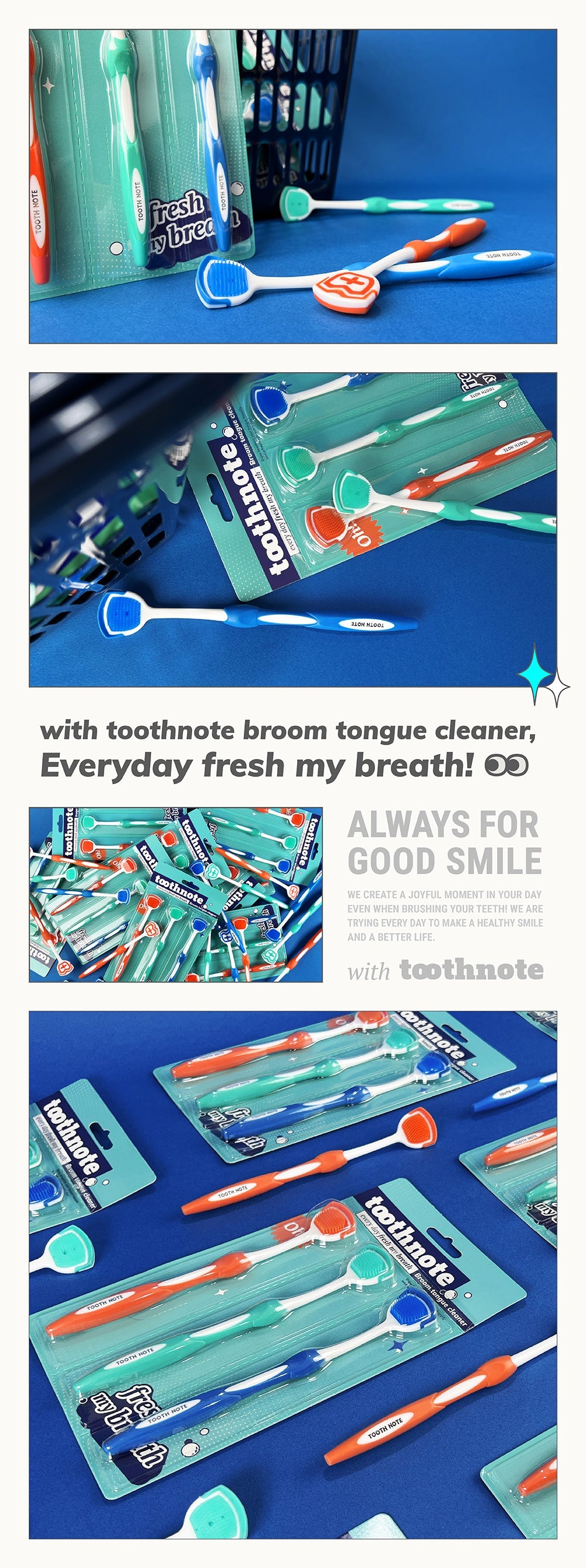 tooth note 3 Types of Tongue Cleaner 2 Package, Korea Oral Care