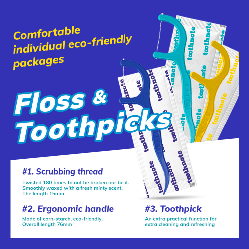 tooth note Dental Mint Floss Pick 45counts×3EA, Korea Oral Care