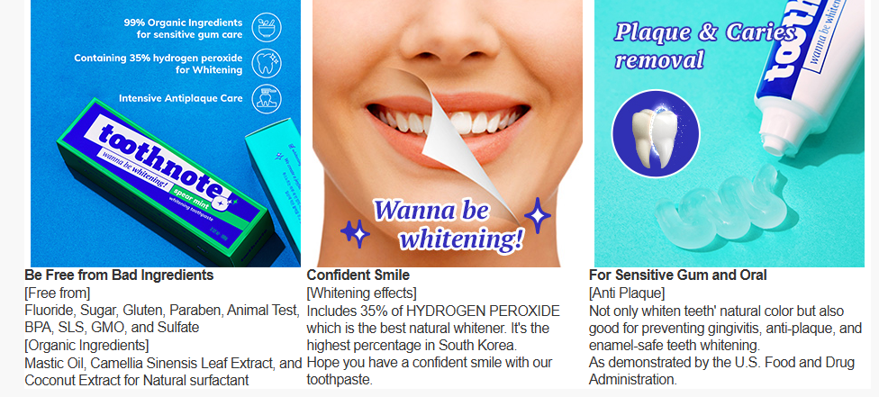 tooth note Whitening Toothpaste 100g×2EA, Korea Oral Care